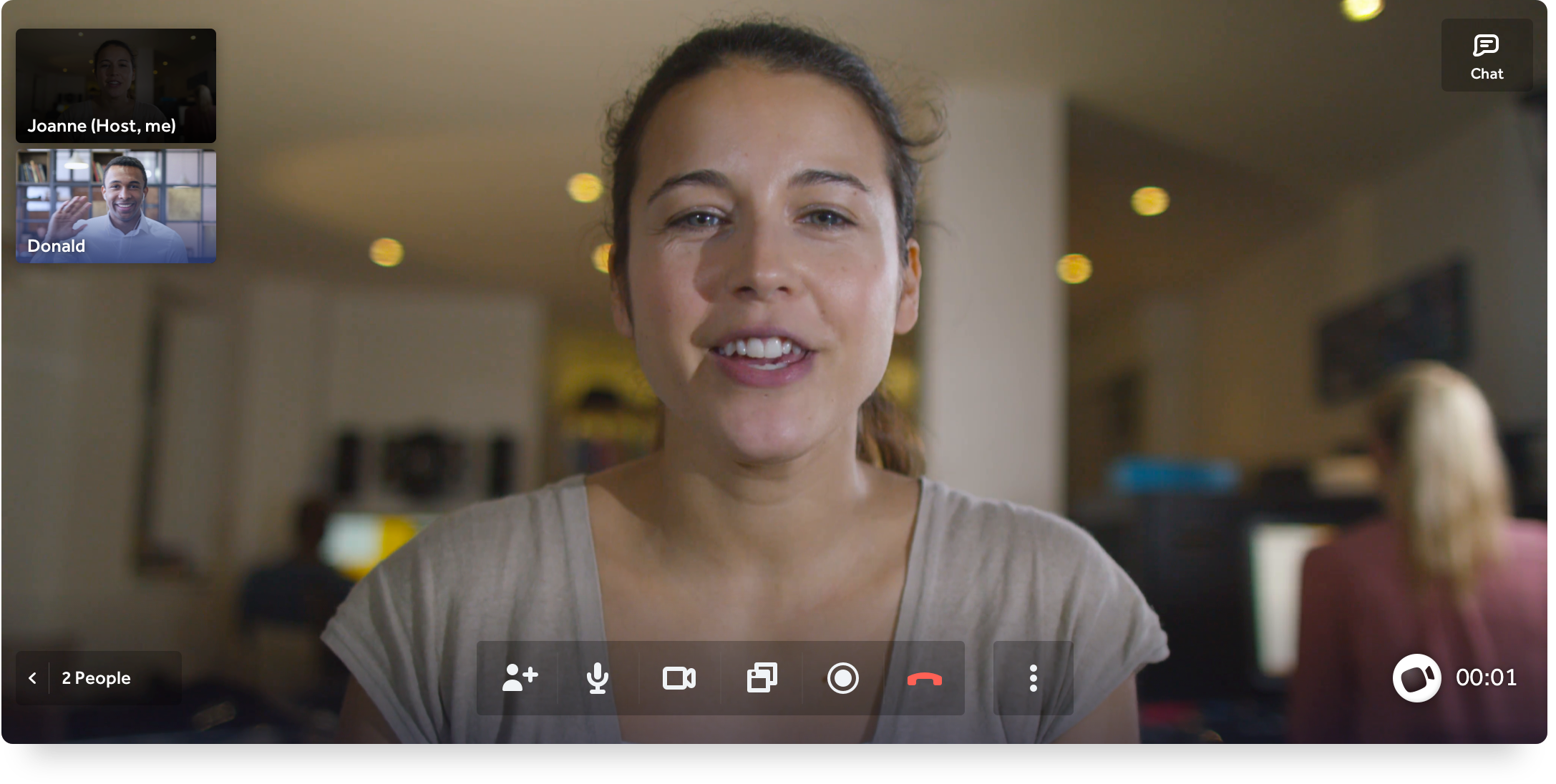 Anywhere.Link challenge section showing desktop call interface